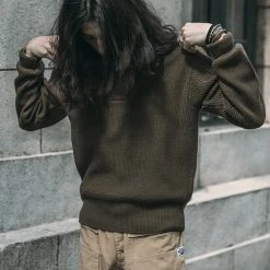 Bronson USAAF Type A-1 V-neck Mechanics Sweater - Olive