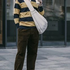 Non Stock TOPS Classic Fit Striped Jersey Rugby Shirt - Yellow And Navy Blue Stripe