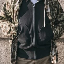 Non Stock 17.5 Oz Terry Cloth Zip-Up Hoodie - Black TOPS