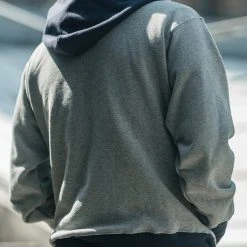 Non Stock 17.5 Oz Terry Cloth Two-Tone Hoodie - Gray/Navy NEW ARRIVALS