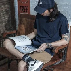 Bronson 1930s Slanted Pocket Tubular T-Shirt - Navy TOPS 22 Bronson 1930s Slanted Pocket Tubular T-Shirt - Navy TOPS