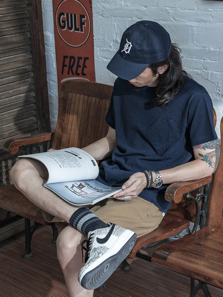 Bronson 1930s Slanted Pocket Tubular T-Shirt - Navy TOPS 9 Bronson 1930s Slanted Pocket Tubular T-Shirt - Navy TOPS