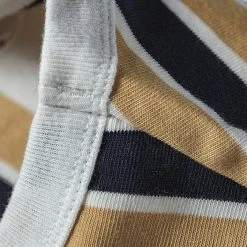 Non Stock 9.8 Oz IVY Style Striped T-Shirt - Maize/Blue TOPS