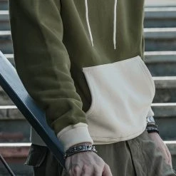 Non Stock NEW ARRIVALS 17.5 Oz Terry Cloth Two-Tone Hoodie - Olive/Apricot