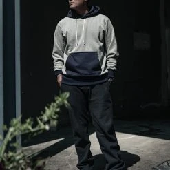 Non Stock 17.5 Oz Terry Cloth Two-Tone Hoodie - Gray/Navy NEW ARRIVALS