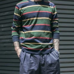 Non Stock TOPS 10 Oz Striped Long Sleeve Crewneck T-Shirt