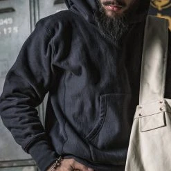 Bronson TOPS 21 Oz Military Academy Reverse Weave Hoodie - Black