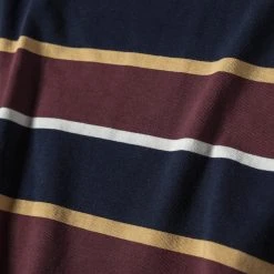 Non Stock 9.8 Oz IVY Style Striped T-Shirt - Burgundy Red/Navy TOPS